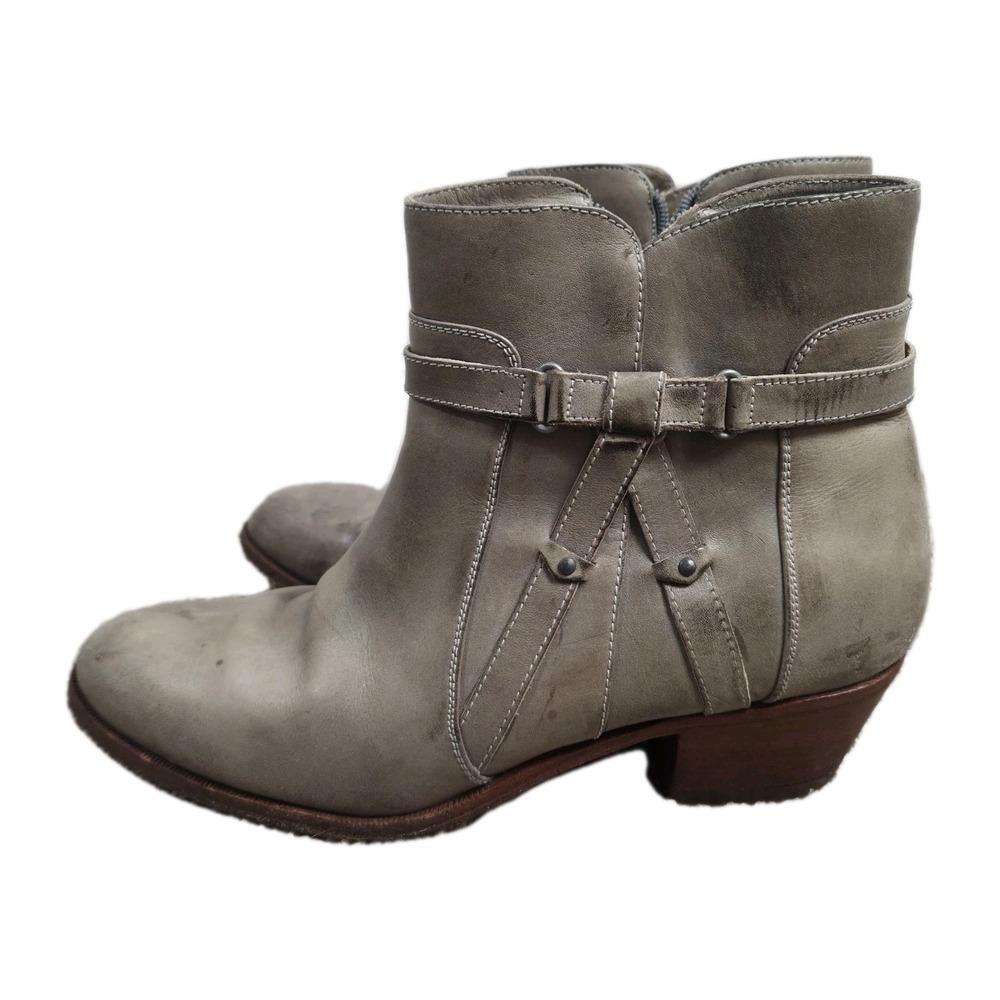 Giovanna Leather Grey Side Zip Bootie Made In Brazil Womens 10 Ankle